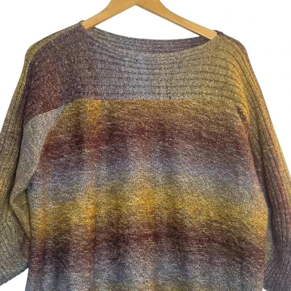 db Established 1962 Women’s Plus Rainbow Striped Sweater 3X Rounded  3/4 Sleeve - Picture 2 of 10